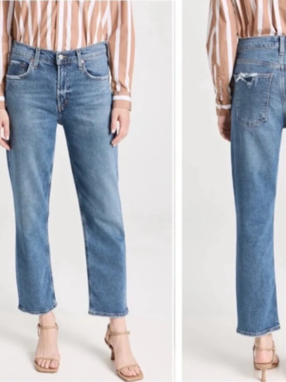 AGOLDE Kye Mid Rise Straight leg Crop in Notion distressed Womens Size 33